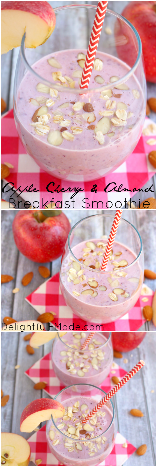 Apple Cherry & Almond Breakfast Smoothie - Delightful E Made