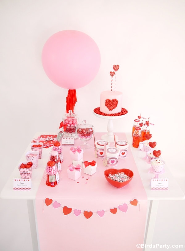 Sweet Heart Valentine’s Day Dessert Table & Printables - Bird’s Party